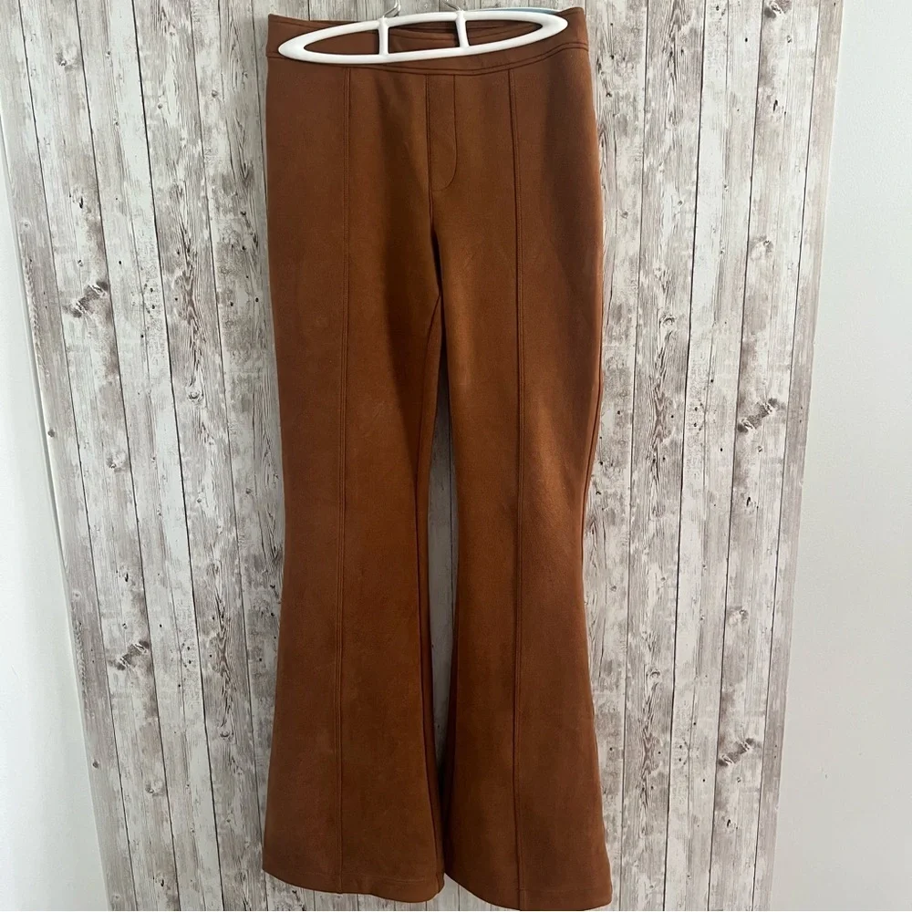 Spanx Flared Faux Suede Tan Pants Small - Picture 2 of 4